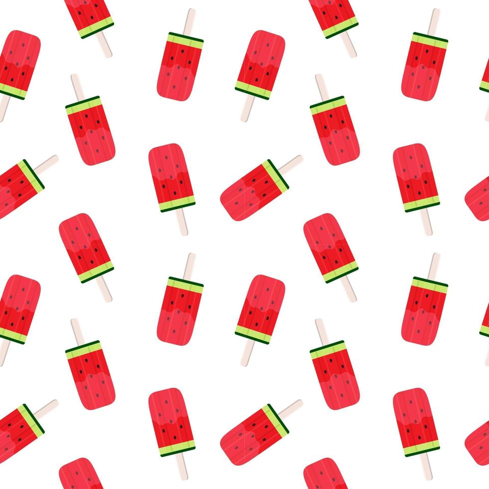 Watermelon Ice Cream Seamless Pattern Background Vector Illustration