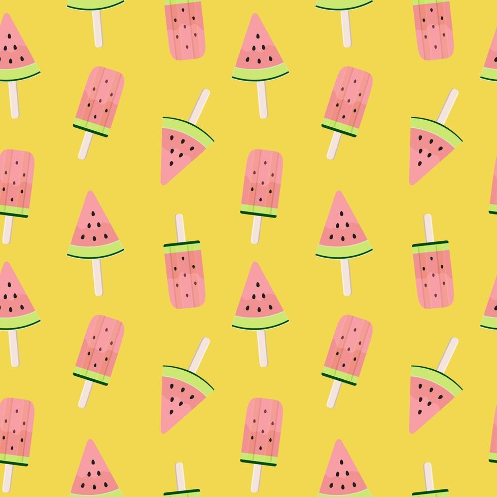 Watermelon Ice Cream Seamless Pattern Background Vector Illustration