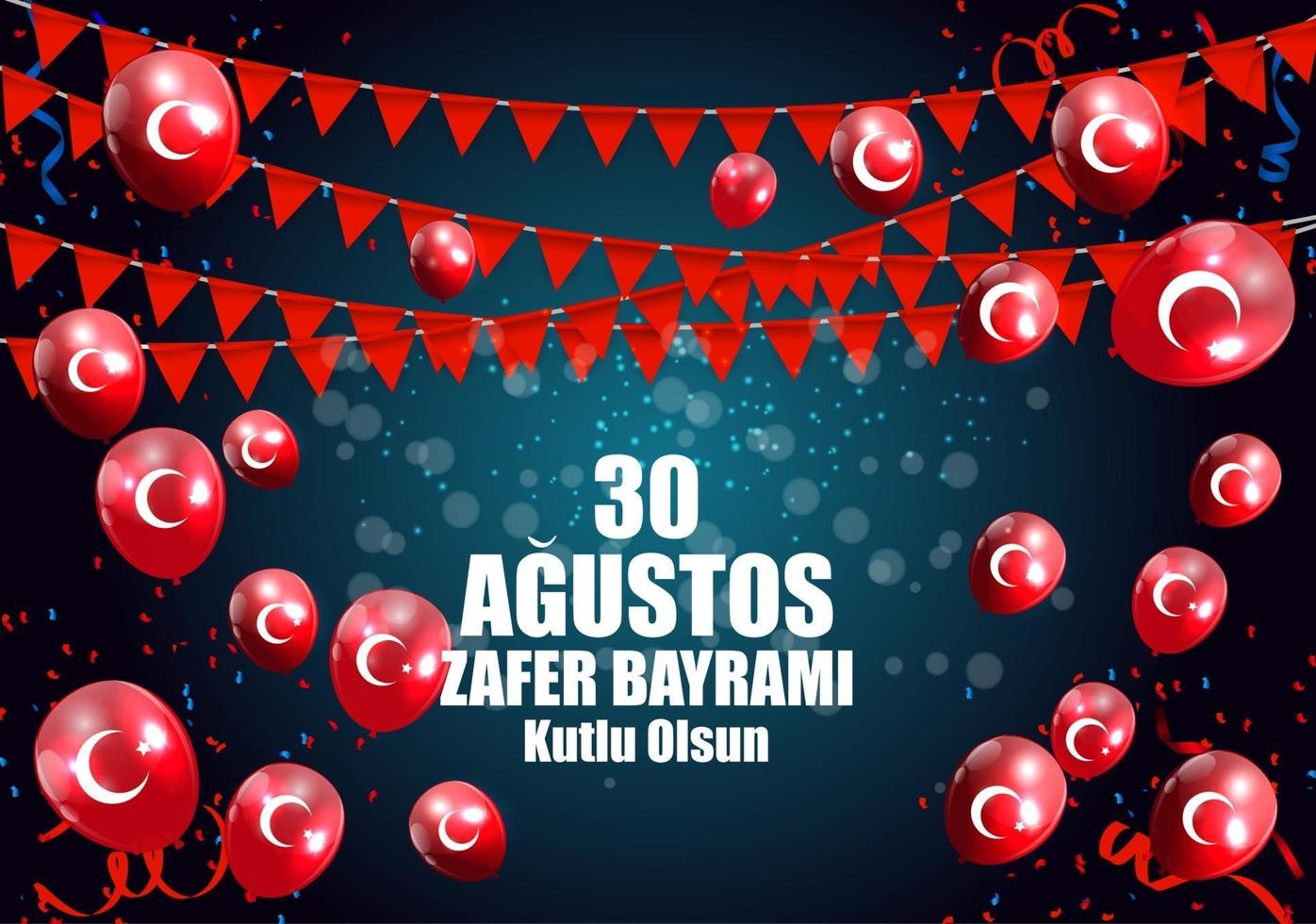 30 de agosto, dia de la victoria turco hablar agustos, zafer bayrami kutlu olsun. ilustración vectorial vector