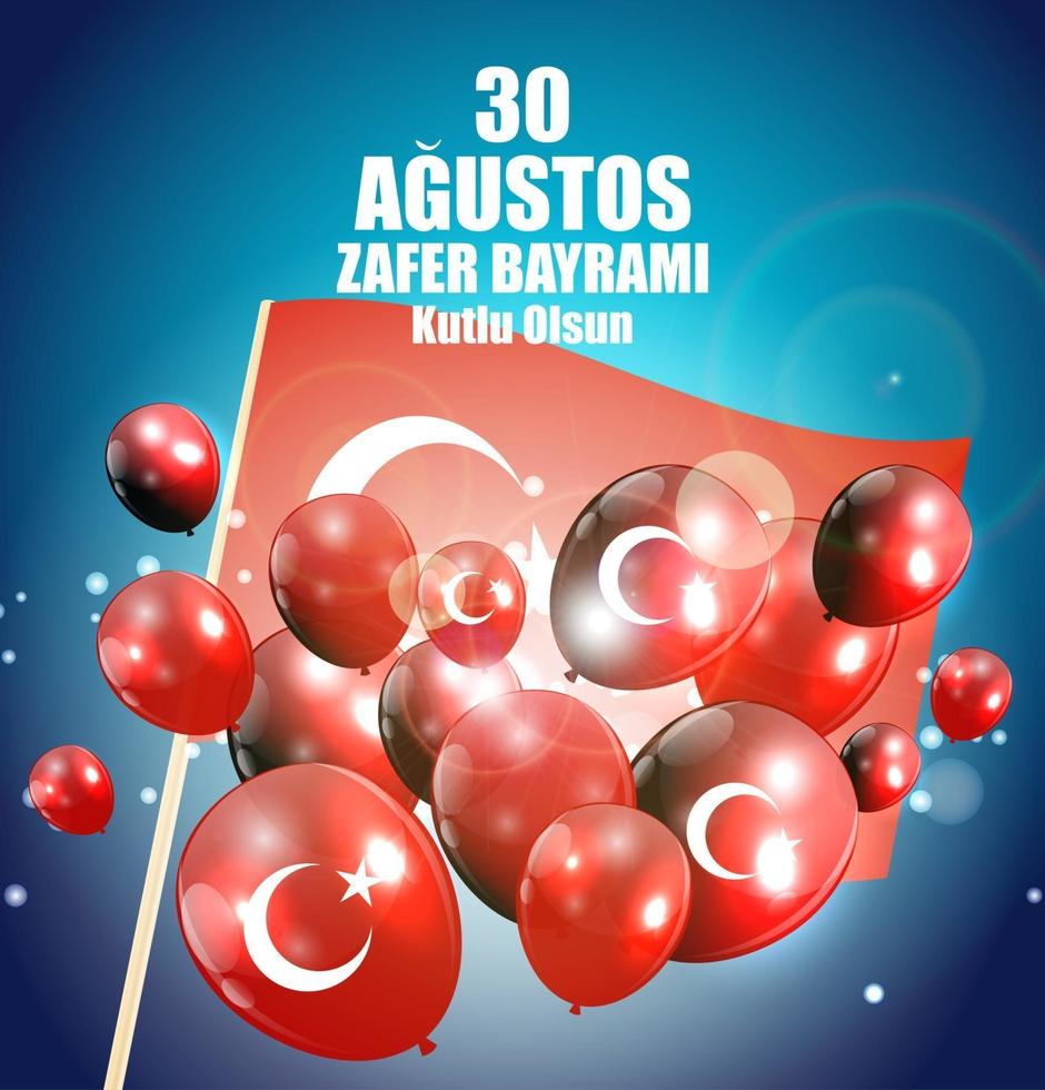 30 de agosto, dia de la victoria turco hablar agustos, zafer bayrami kutlu olsun. ilustración vectorial vector