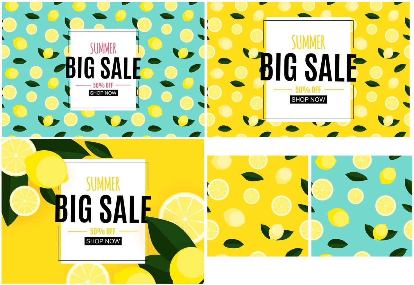 Abstract Summer Sale Background with Lemon. Vector Illustration