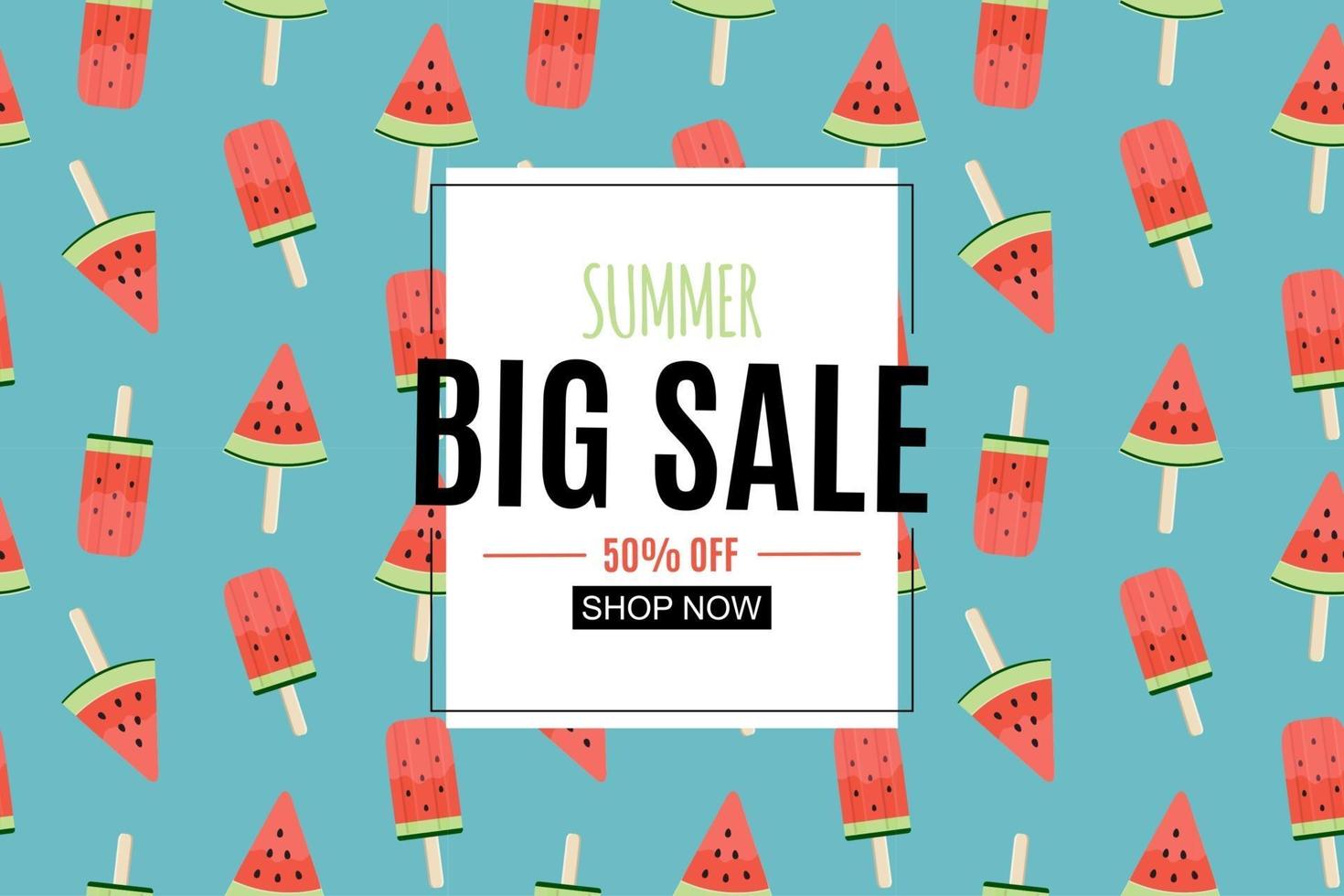 Abstract Summer Sale Background with Watermelon Ice Cream. Vector Illustration