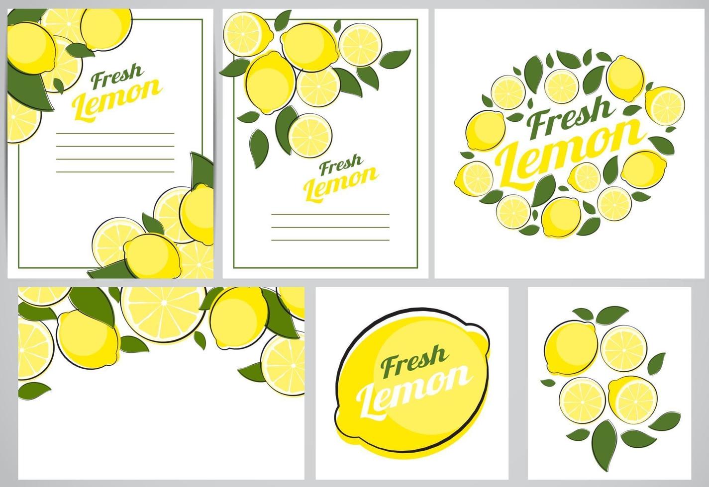 Abstract Lemon Natural Background Colection Set Vector Illustration