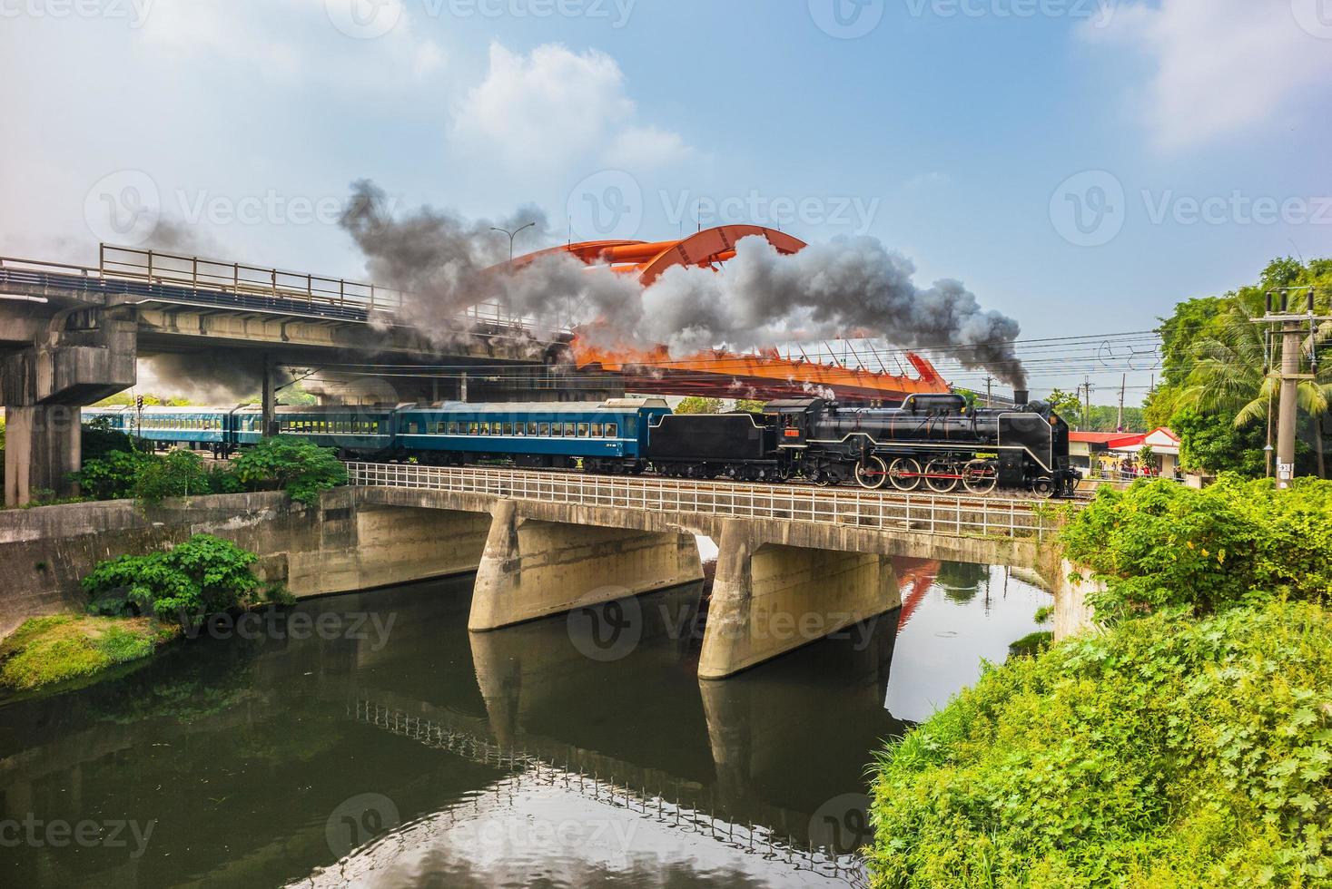 Steam locomotive on the bridge at Rende, Tainan, Taiwan photo