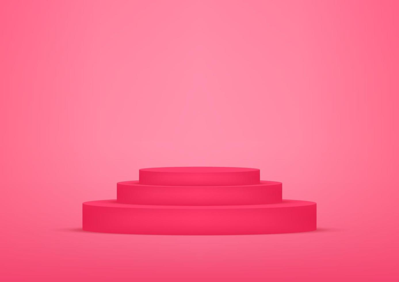 Empty podium studio red background for product display with copy space. Showroom shoot render. Banner background for advertise product. vector