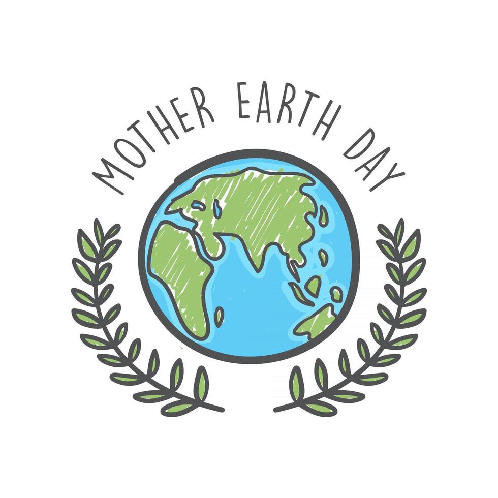 Hand drawn mother earth day. Ecology care and eco friendly concept. vector