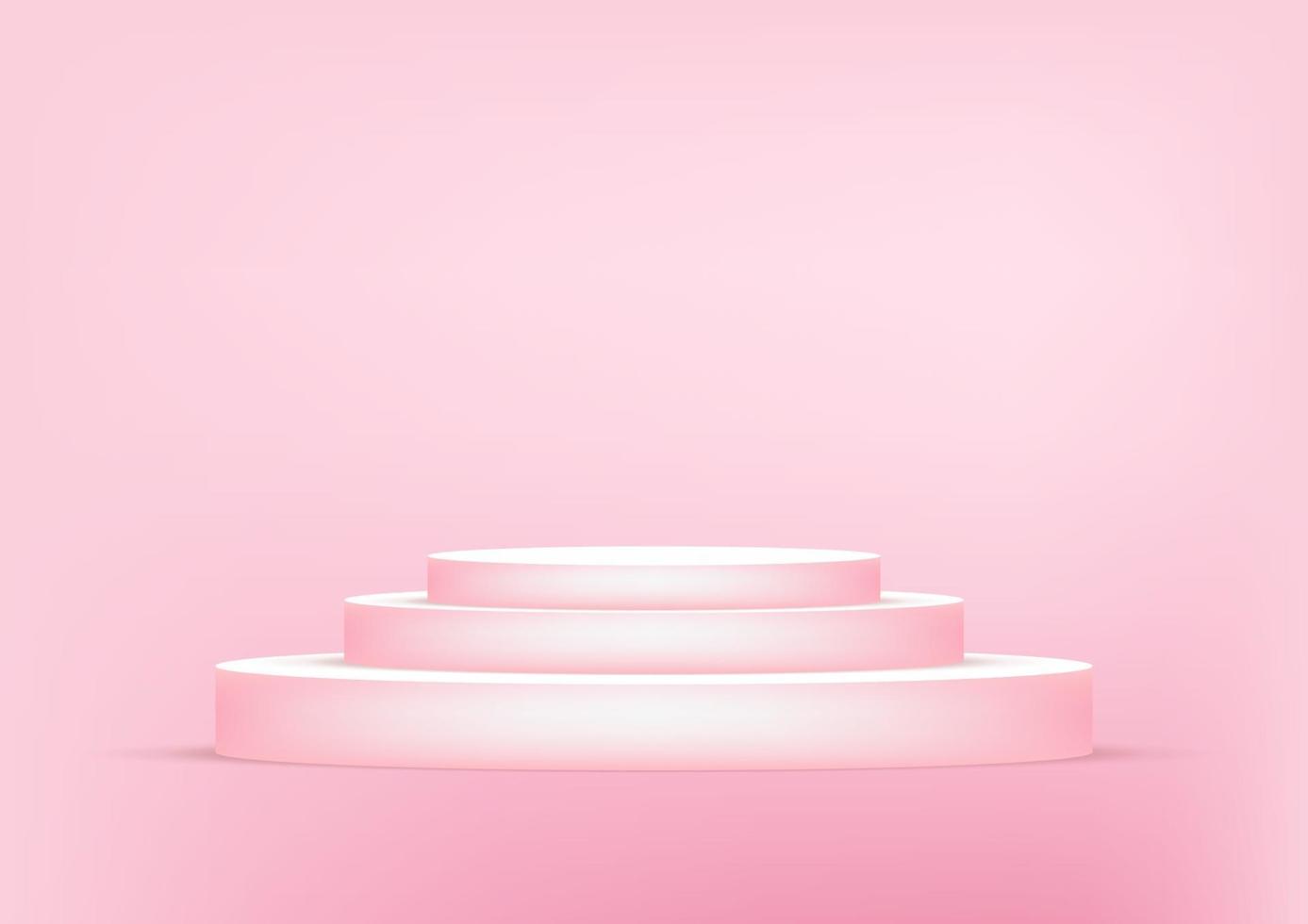 Podio vacío studio fondo rosa para exhibición de productos con espacio de copia. sala de exposición disparar render. Fondo de banner para anunciar producto. vector