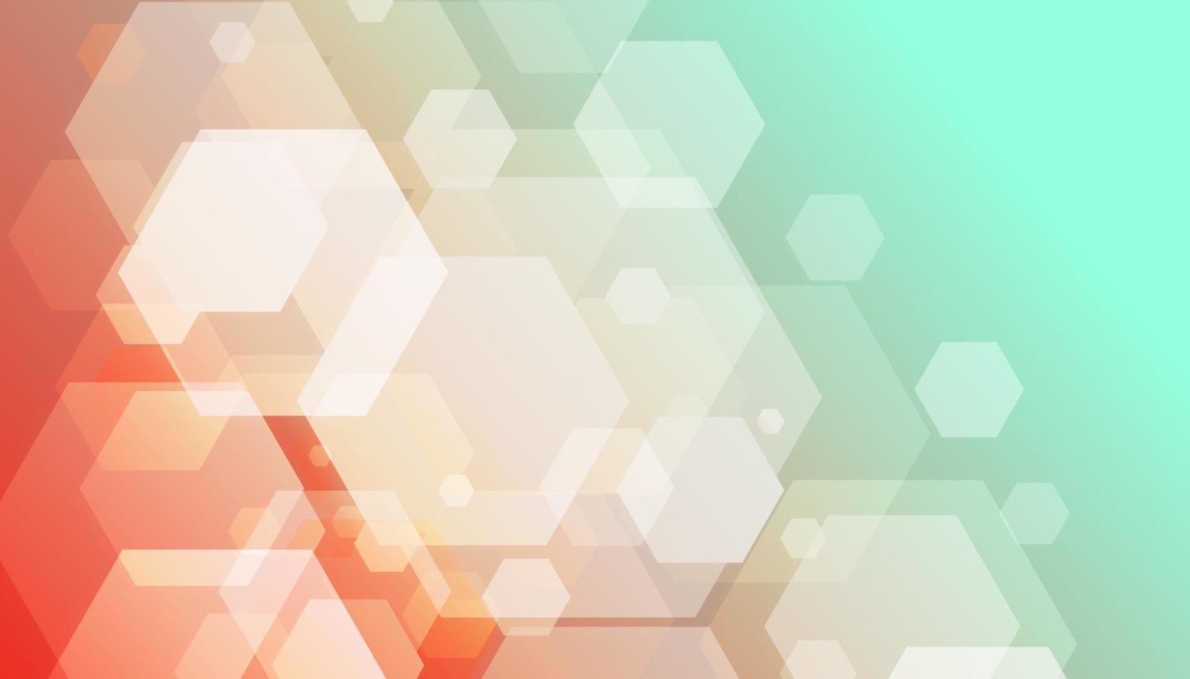 Abstract geometric orange and green hexagonal design background. vector