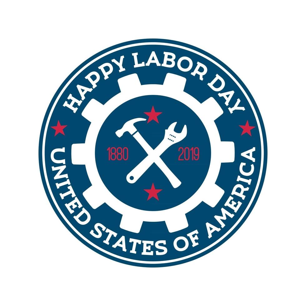 Happy labor day round blue stamp. vector