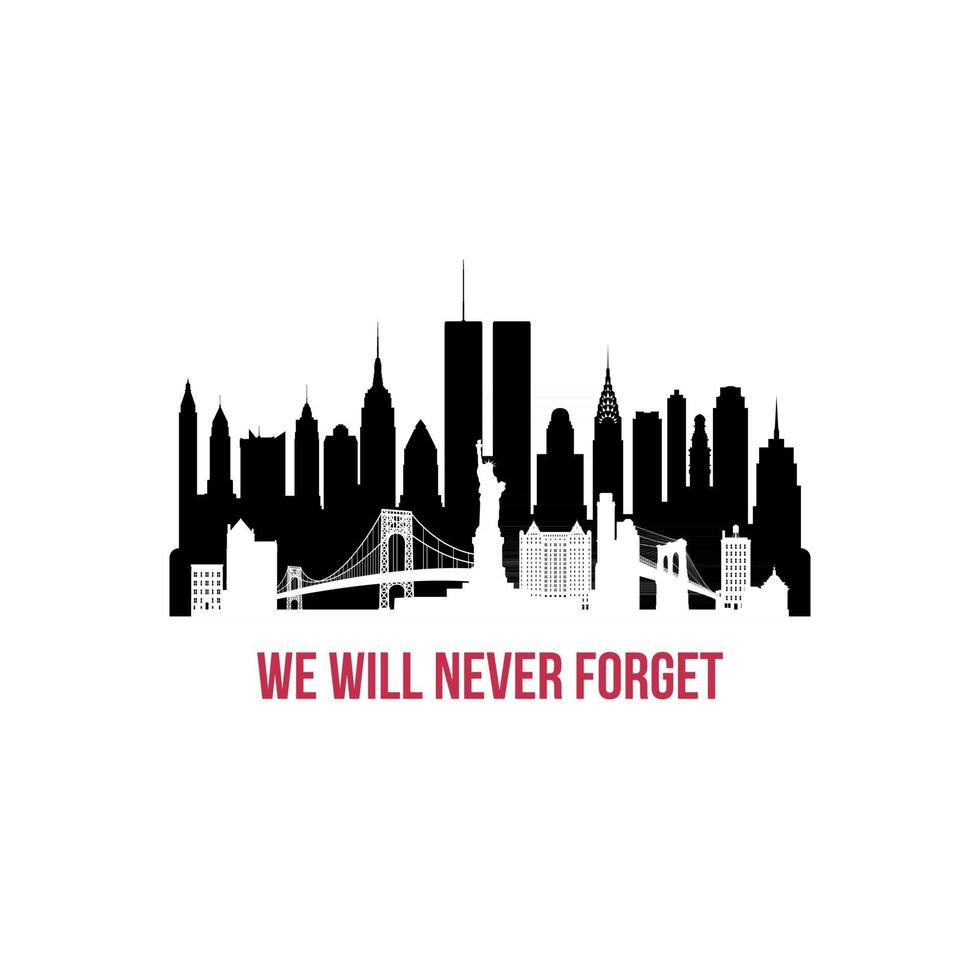New York City Skyline negative space silhouette vector