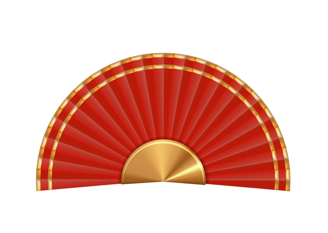 Realistic 3D red Chinese fan isolated on white background. Design element for Chinese New Year celebration EPS10 vector