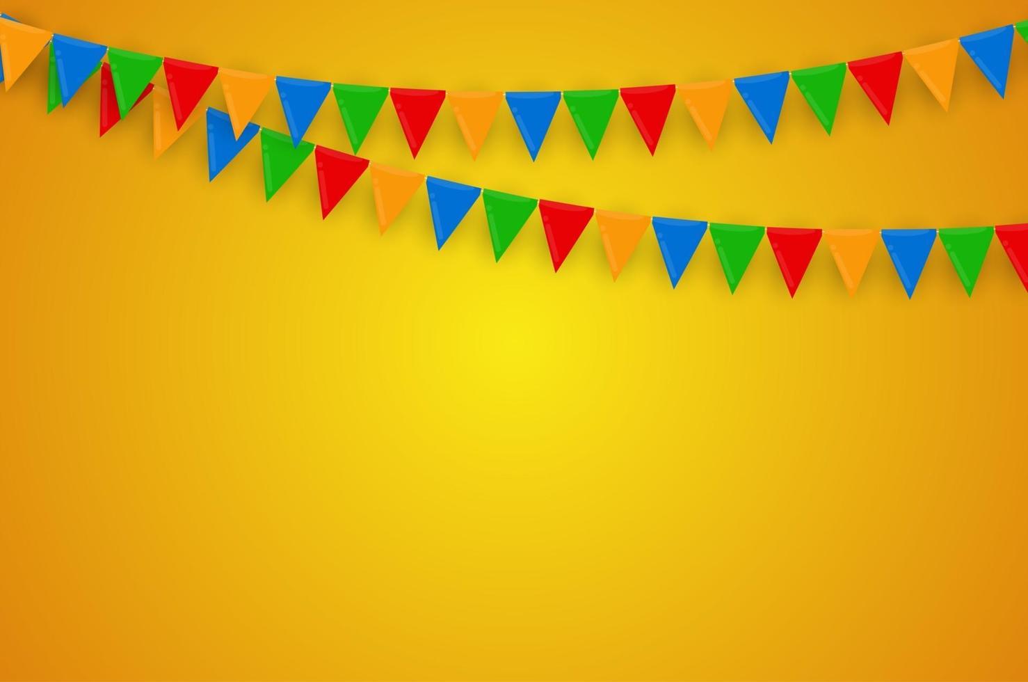 Banner with garland of flags and ribbons. Holiday Party background for birthday party, carnaval. Vector Illustration