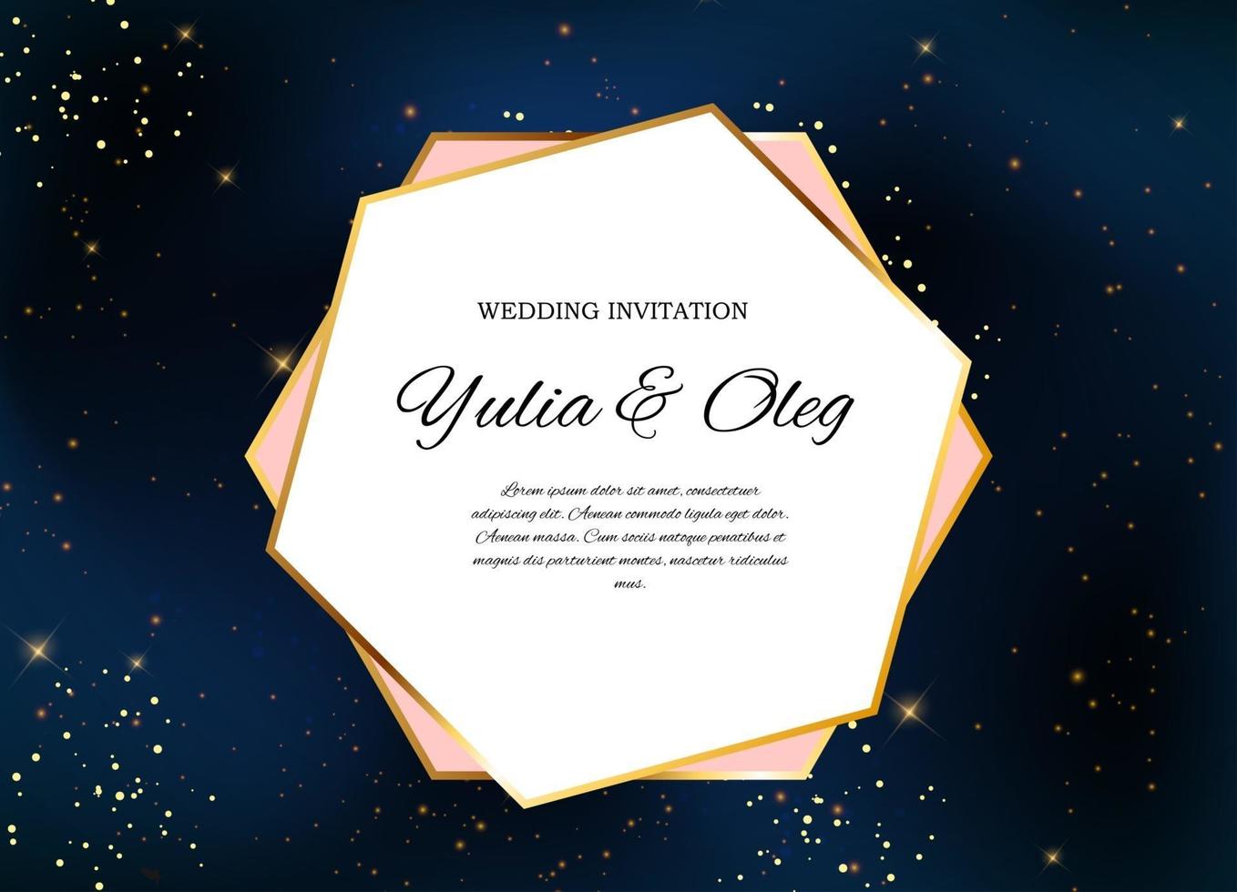 Wedding Invitation with Night Sky and Stars Background. Vector Illustration