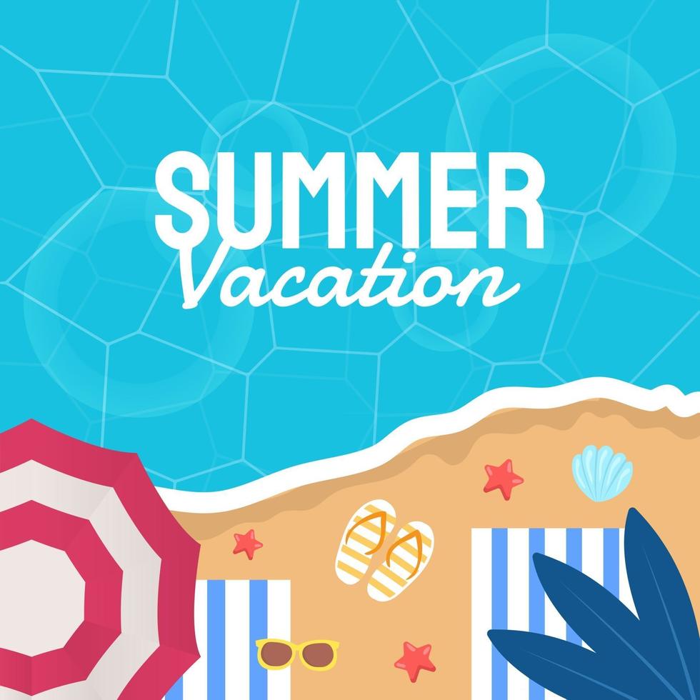 concepto de diseño de banner de vector de verano en la playa con elementos de verano.