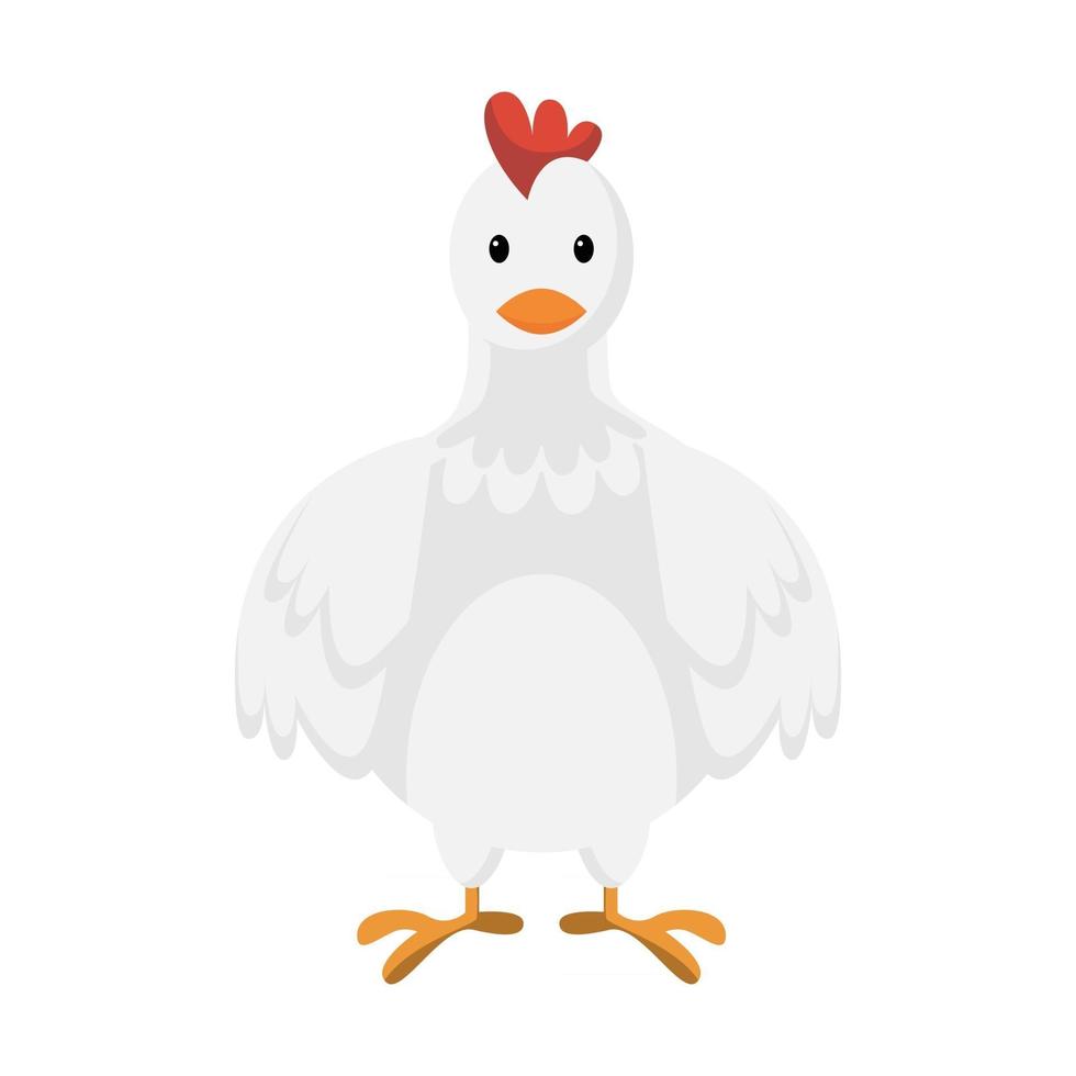cute cartoon hen, flat illustration vector