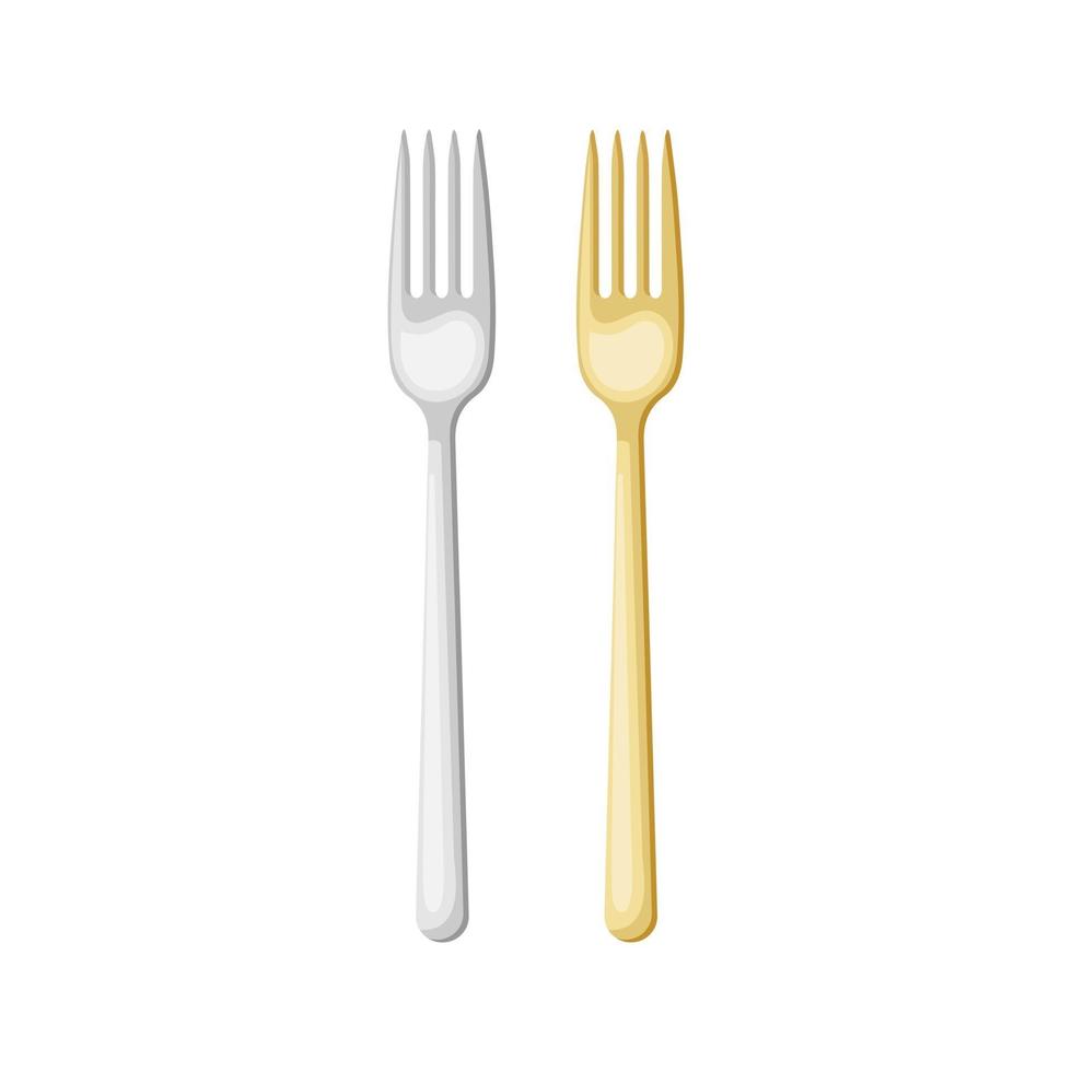 silver and gold forks set vector