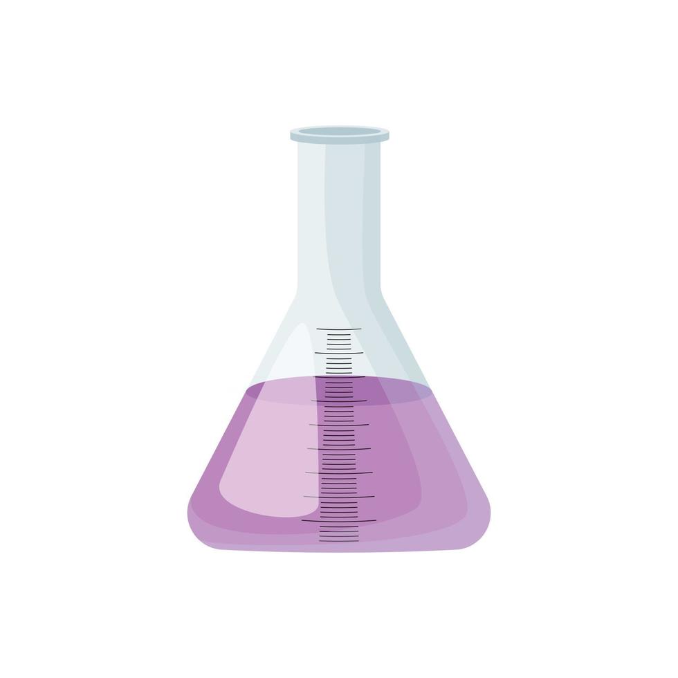 matraz de laboratorio con líquido morado vector