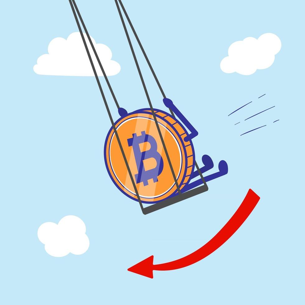bitcoin on swings goes down vector