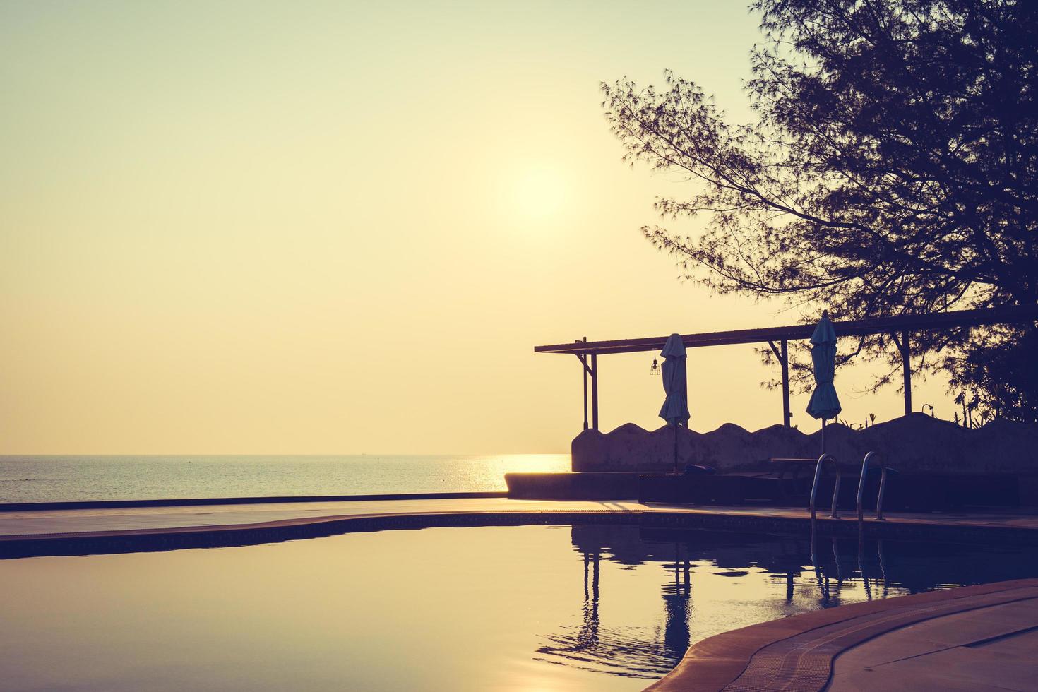 Outdoor swimming pool in hotel and resort photo