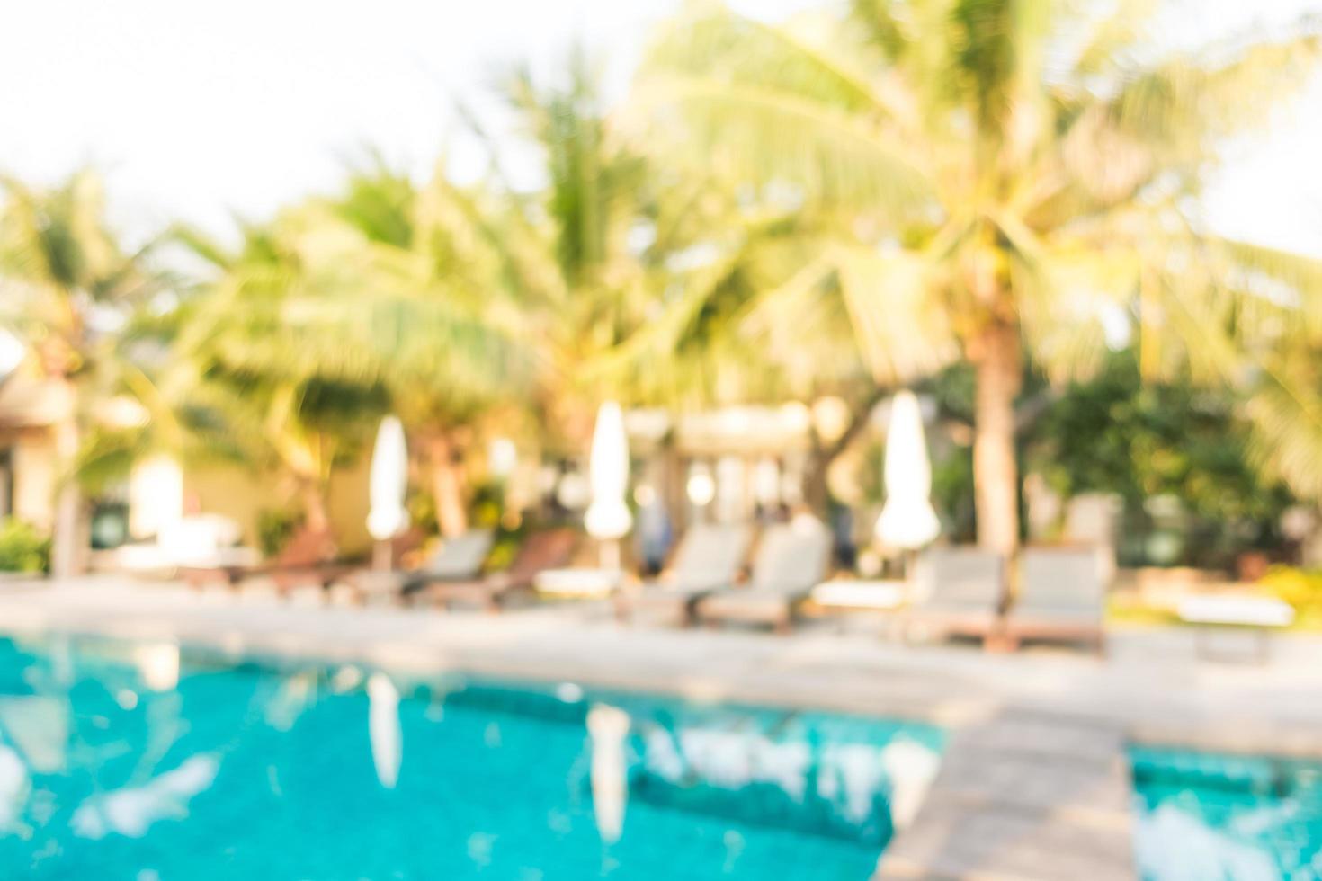 Abstract blur outdoor swimming pool with coconut palm tree photo