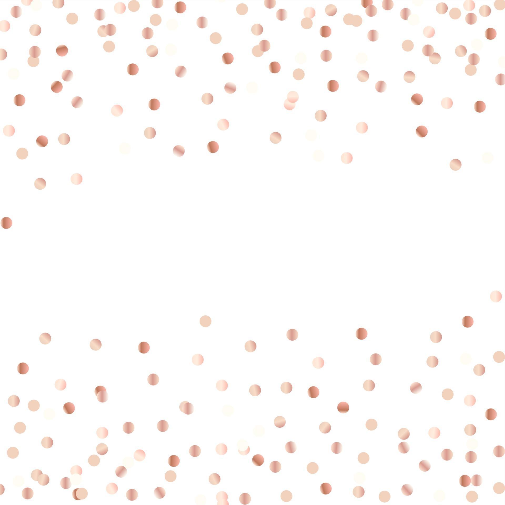 Abstract rose gold glitter background with polka dot confetti. Vector