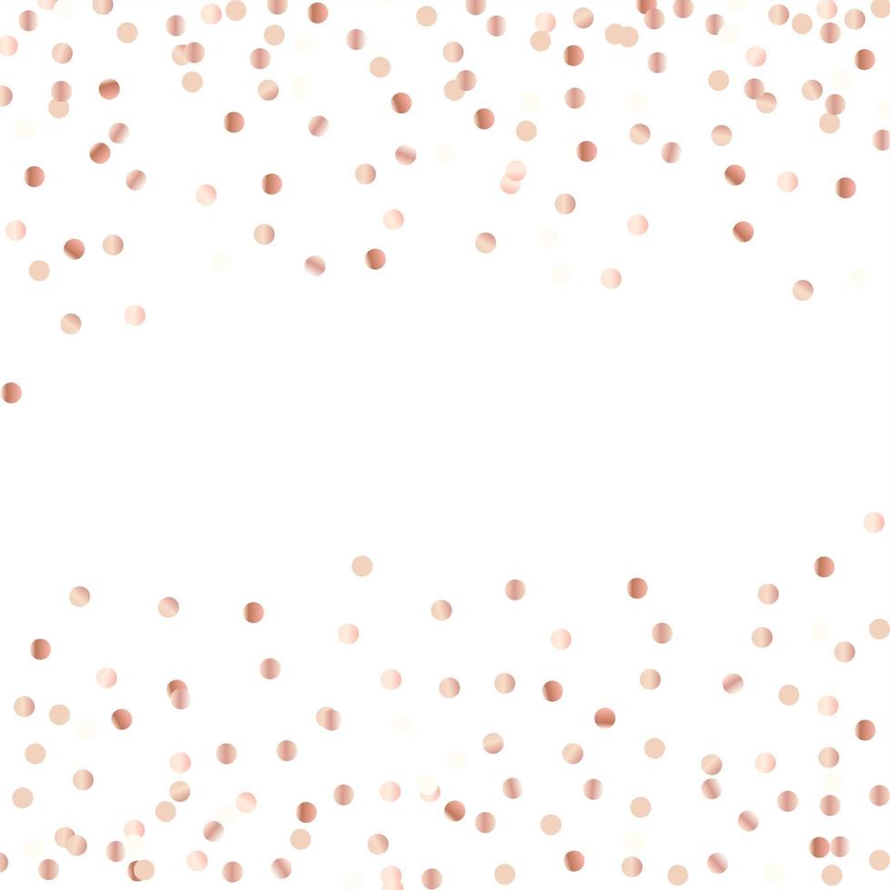 Abstract rose gold glitter background with polka dot confetti.  Vector illustration