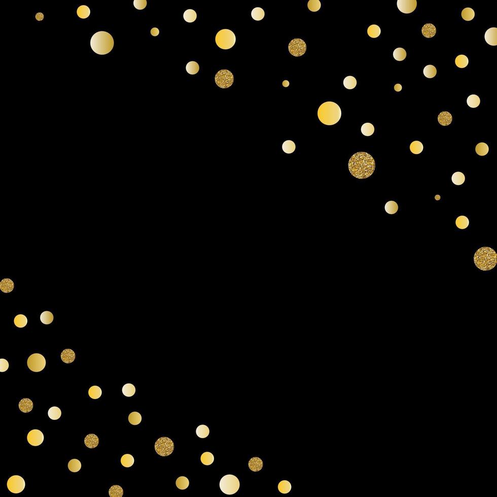 Abstract gold glitter background with polka dot confetti.  Vector illustration