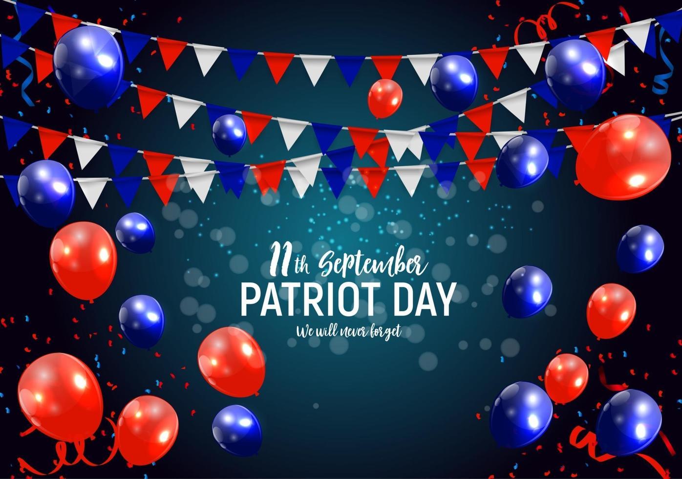 Patriot Day USA poster background.September 11, We will never forget. Vector illustration.