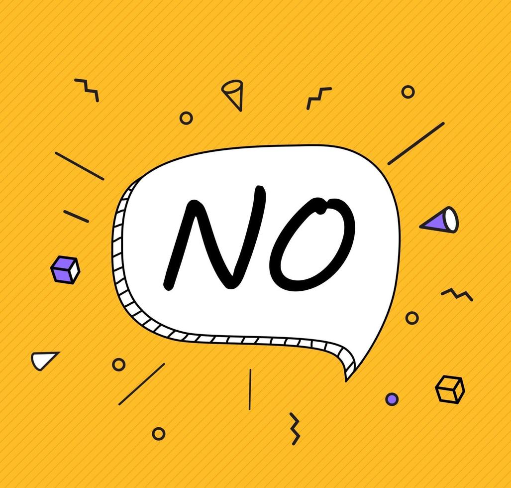 No Banner poster and sticker concept speech bubble message. Vector Illustration