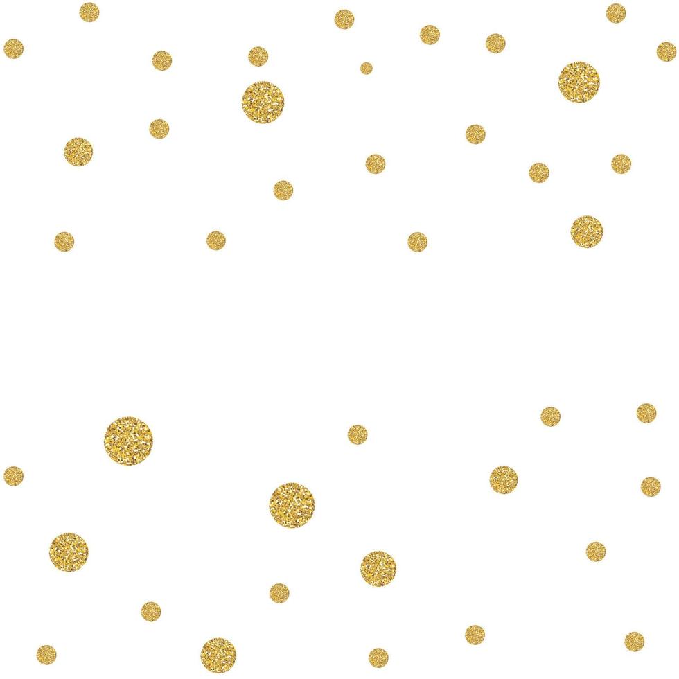 Abstract gold glitter background with polka dot confetti. Vector illustration