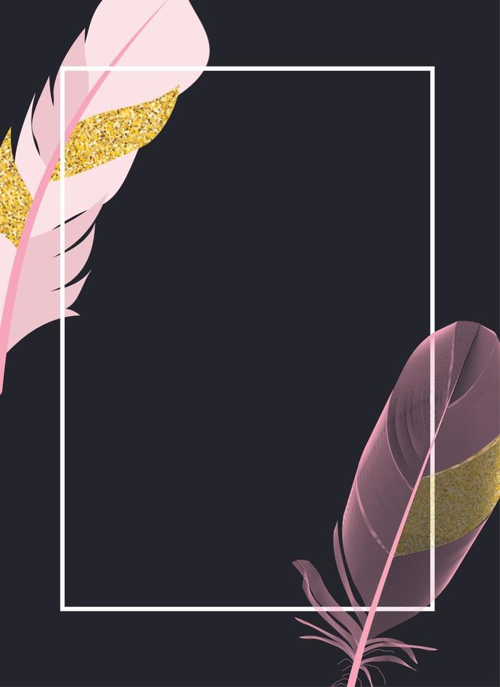 Glitter Painted Birds of Feather Background. Vector Illustration