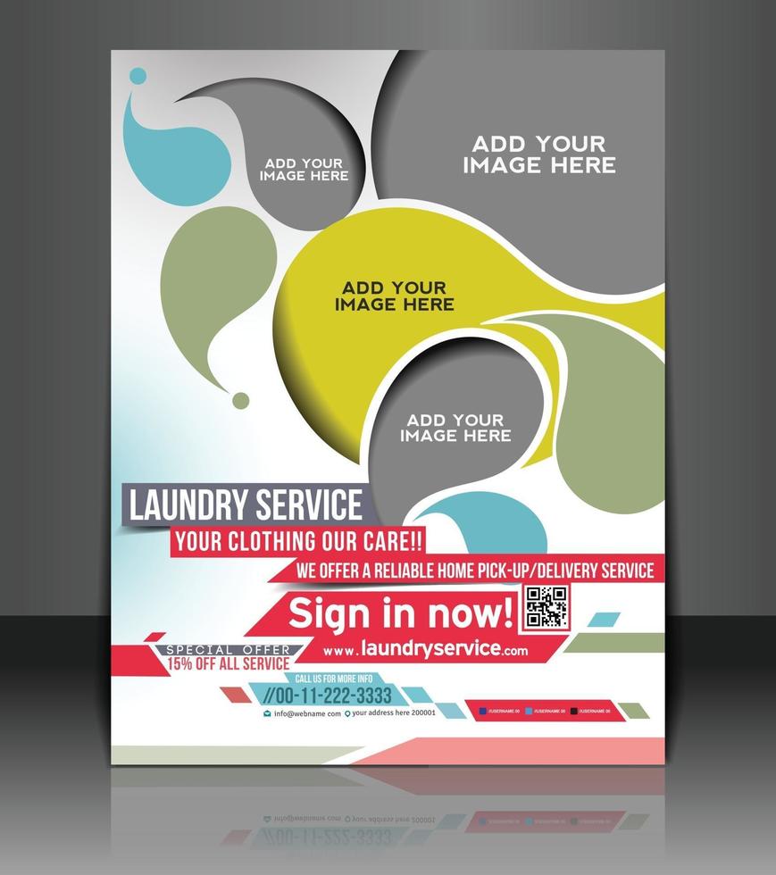 Laundry service brochure design vector