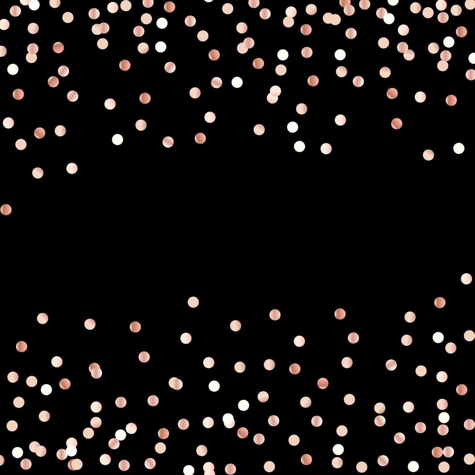 Abstract rose gold glitter background with polka dot confetti.  Vector illustration