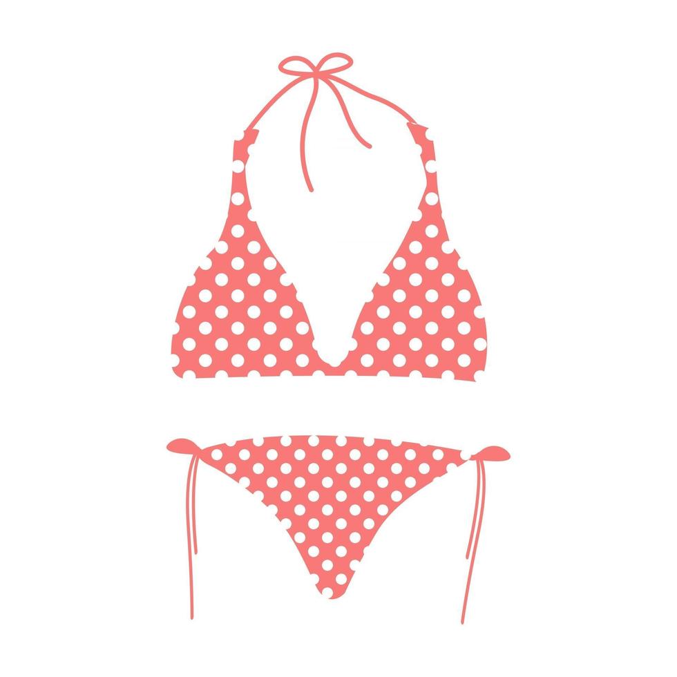 ilustración vectorial de dibujos animados objeto aislado traje de baño de verano bikini rosa con lindo punto blanco redondo vector