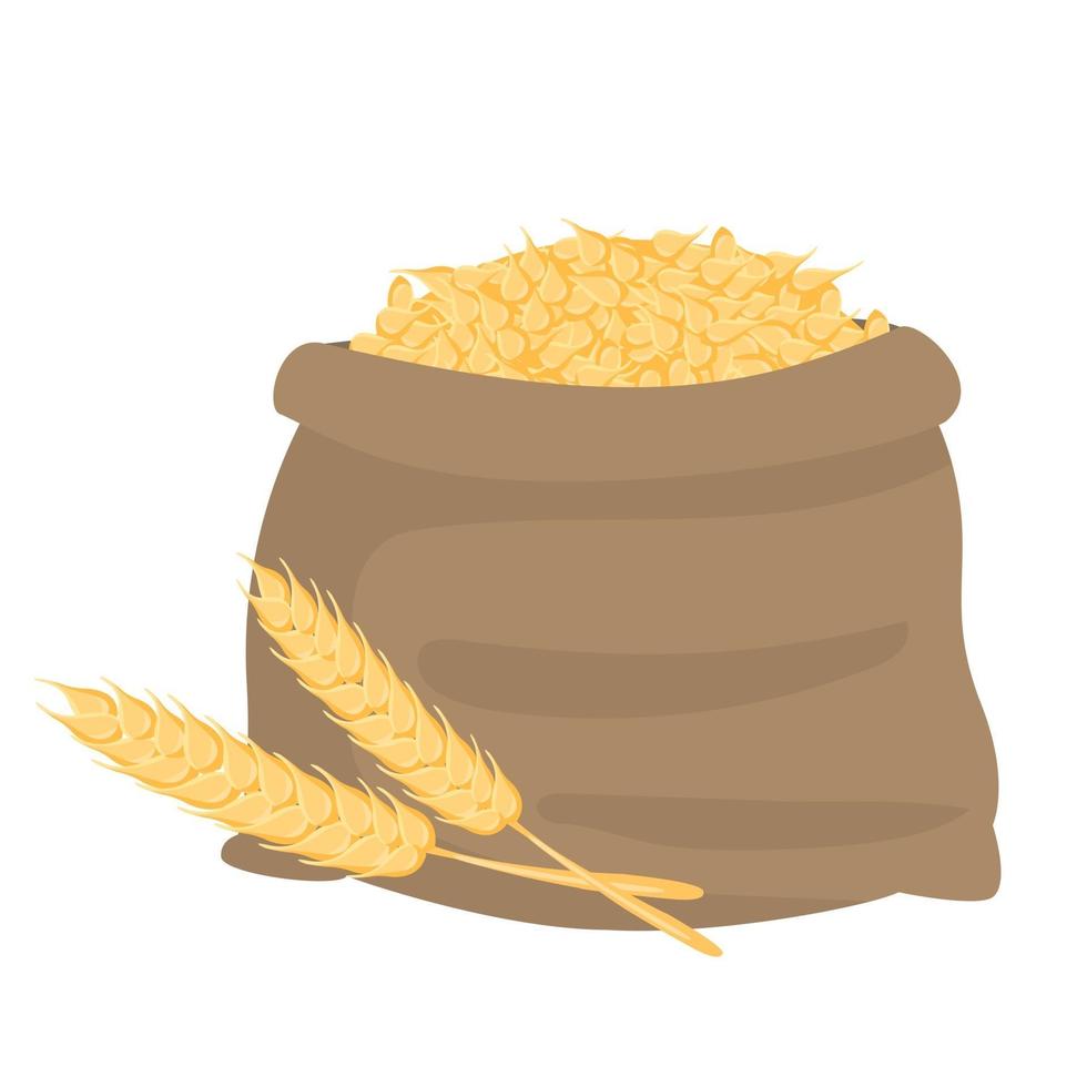 Cartoon vector illustration isolated object a sack of wheat ears