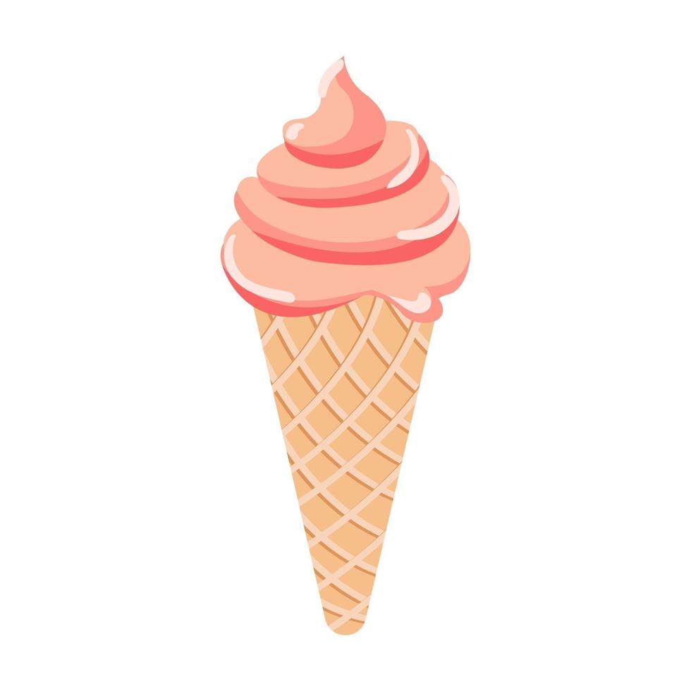 ilustración vectorial de dibujos animados objeto aislado como una niña cono de helado de postre rosa vector