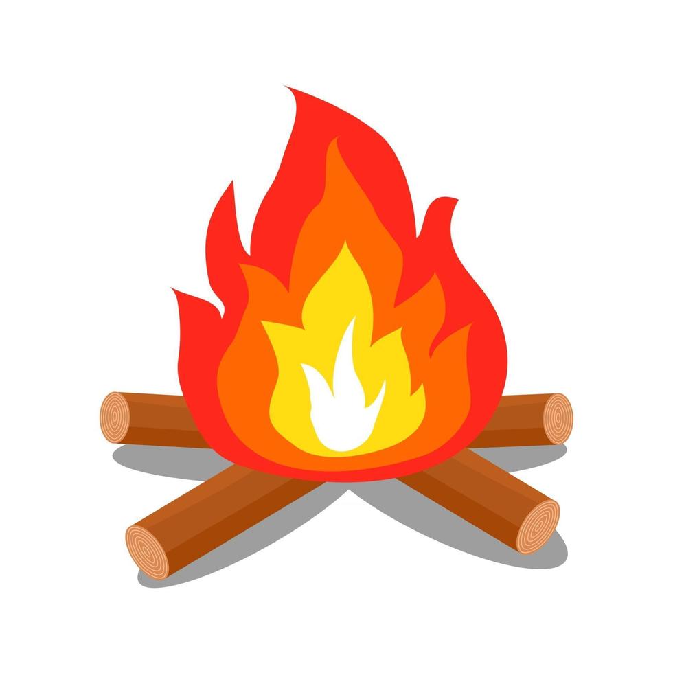 Cartoon isolated vector object  camping bonfire wooden