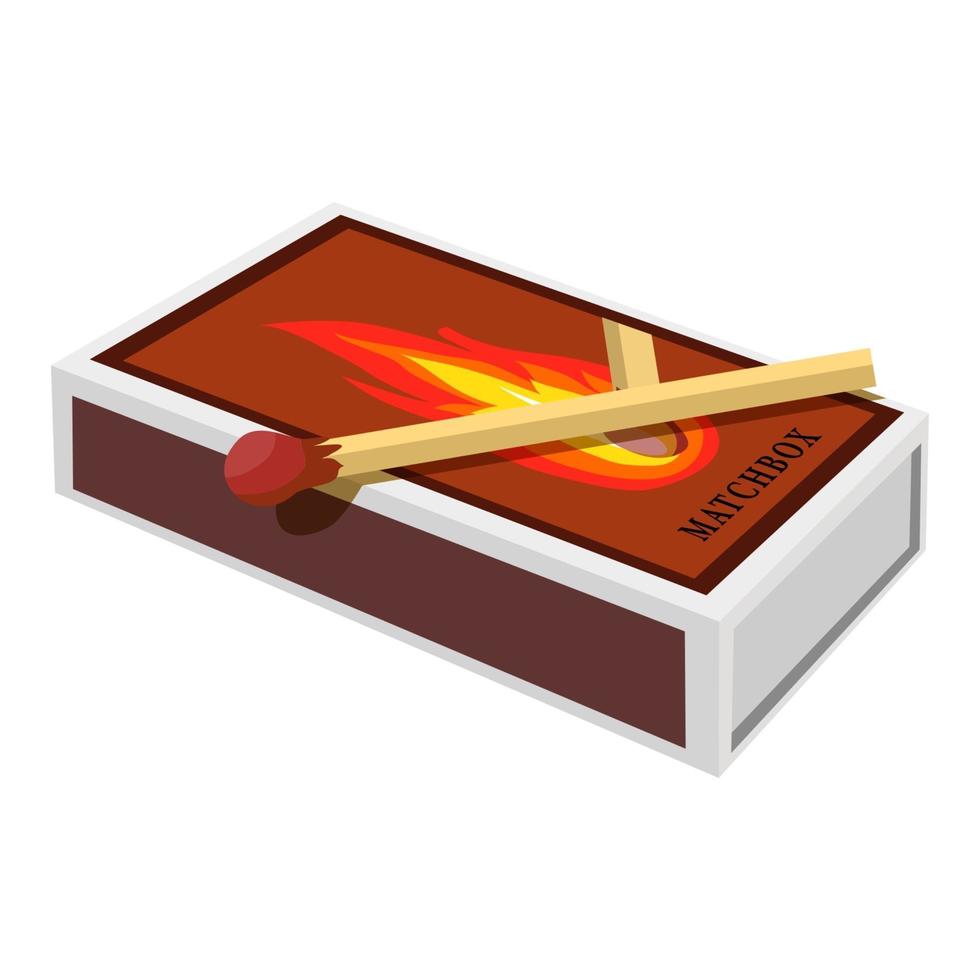 dibujos animados de objetos vectoriales aislados fósforos y fuego vector