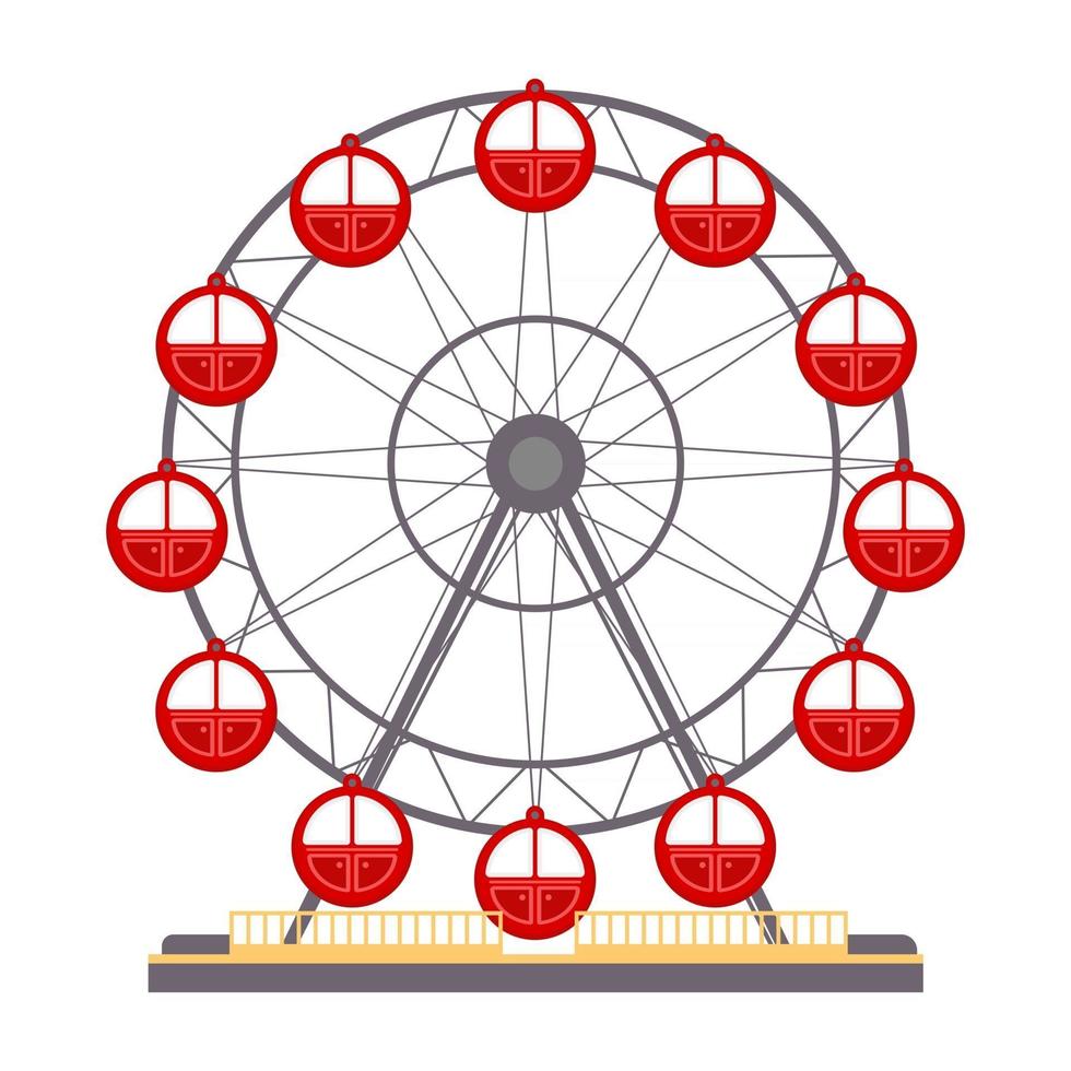 Cartoon vector illustration isolated object amusement park Ferris wheel