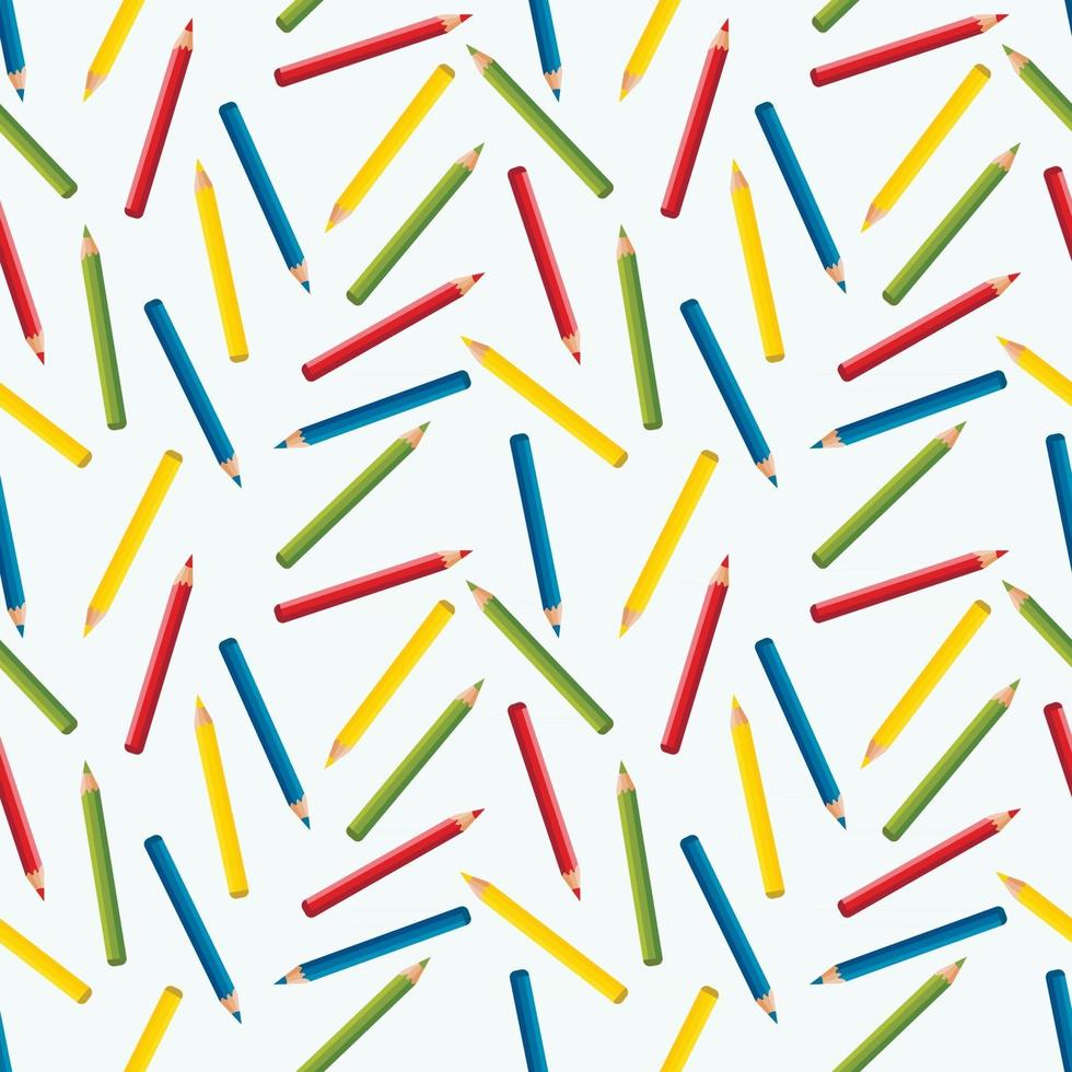 Seamless pattern of colored pencils on a white background. vector