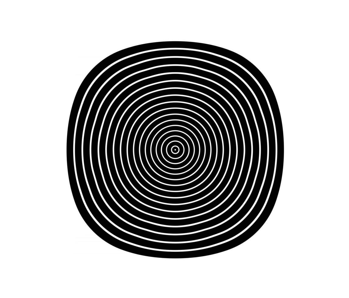 Concentric circle element. Black and white color ring. Abstract  vector illustration for sound wave, Monochrome graphic.