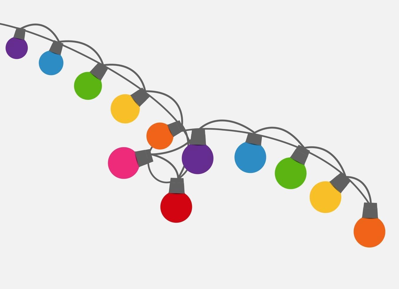 Bombillas de lámpara de guirnalda multicolor ilustración de vector de fondo festivo