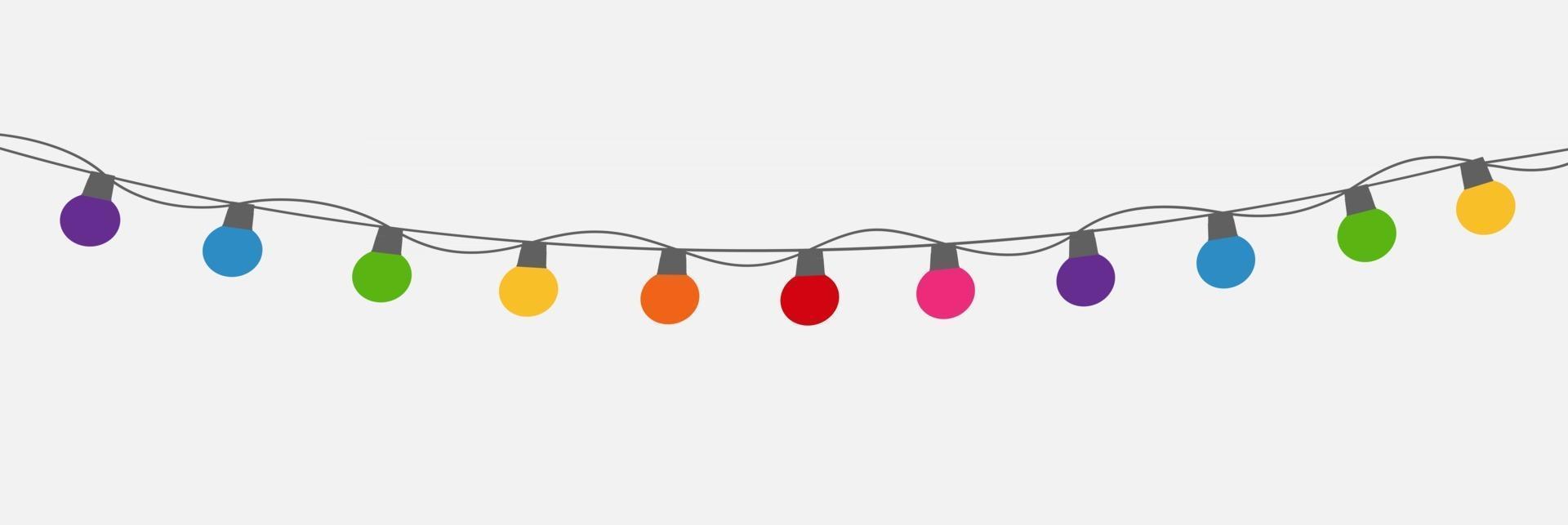 Multicolored Garland Lamp Bulbs Festive Background Vector Illustration