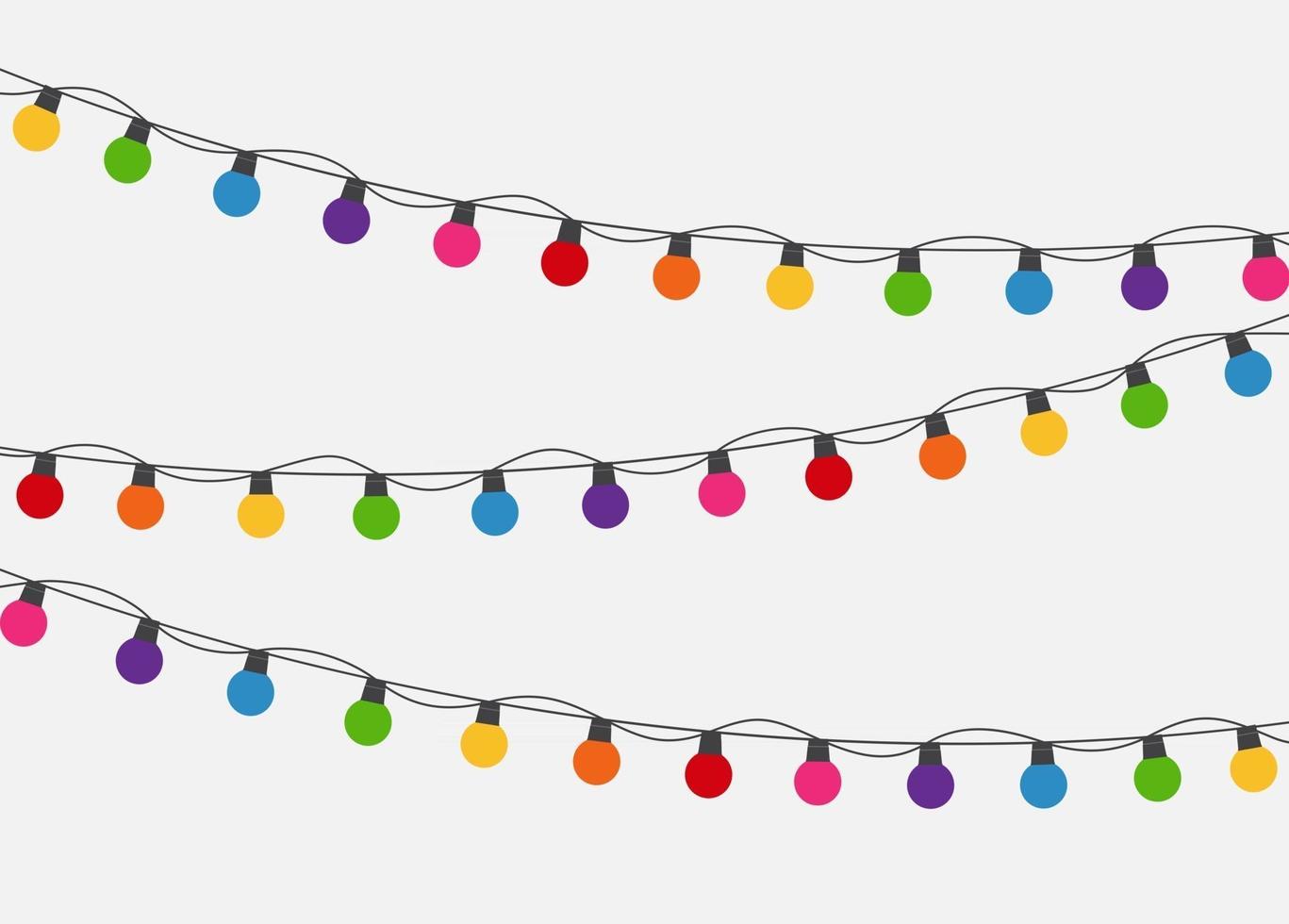 Multicolored Garland Lamp Bulbs Festive Background Vector Illustration