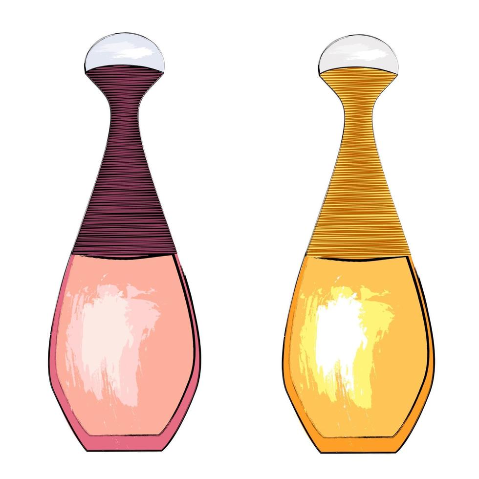 Collection of perfume and adekalon bottle icon. Vector Illustration