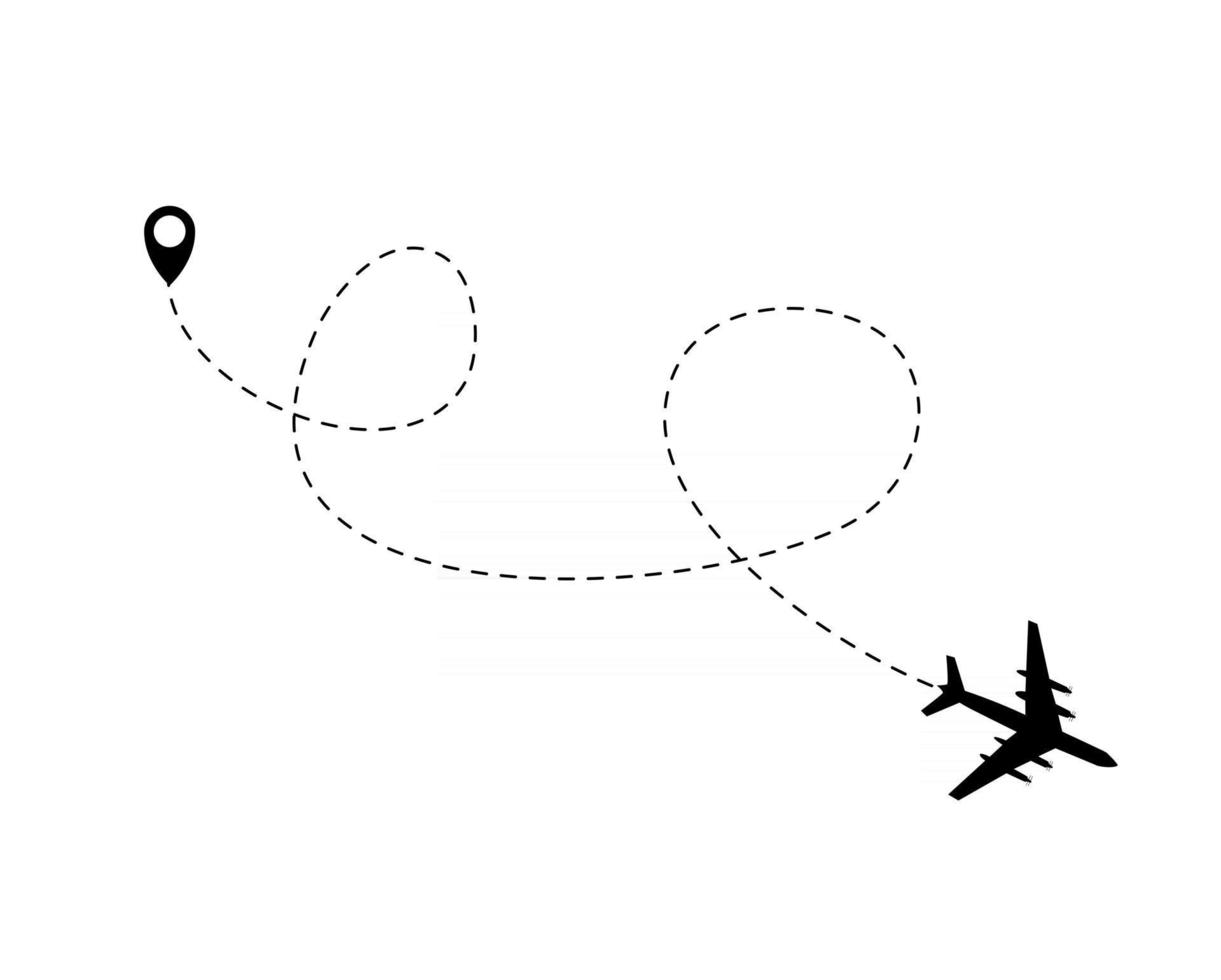 Airplane dotted flight background. Vector Illustration