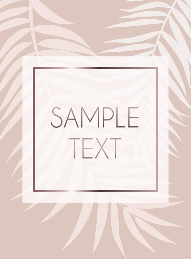 Abstract Rose Gold Beautifil Palm Tree Leaf  Silhouette Background Vector Illustration