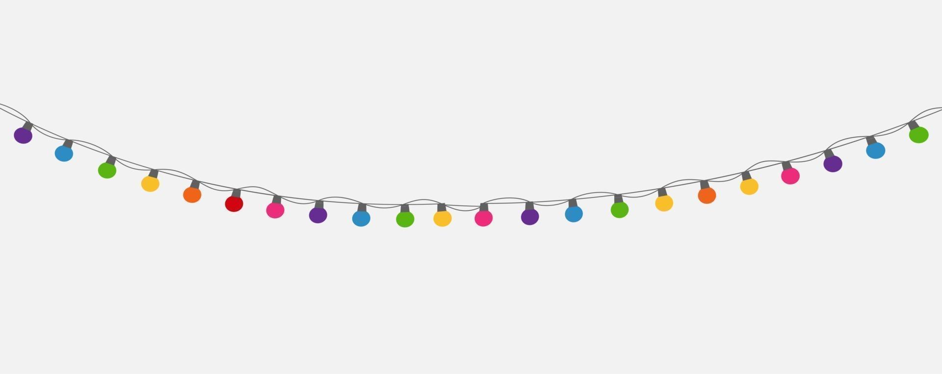 Multicolored Garland Lamp Bulbs Festive Background Vector Illustration