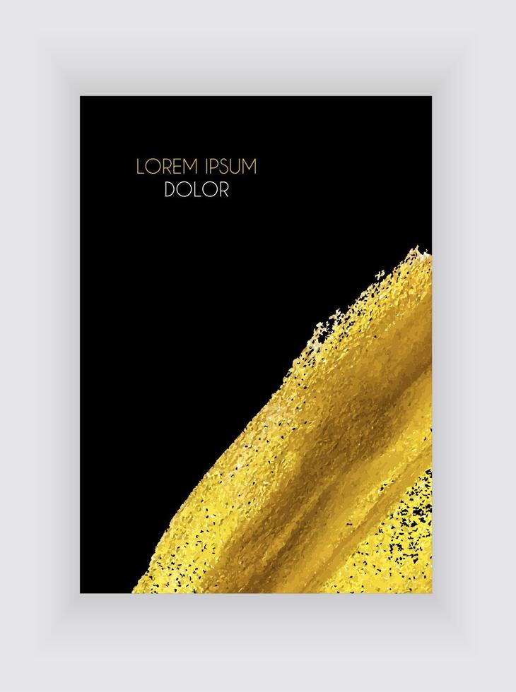 Plantillas de diseño en negro y dorado para folletos y pancartas. Ilustración de vector de fondo abstracto dorado