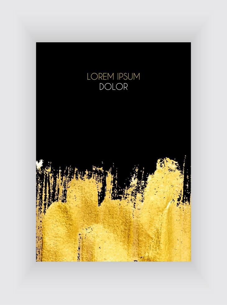 Plantillas de diseño en negro y dorado para folletos y pancartas. Ilustración de vector de fondo abstracto dorado